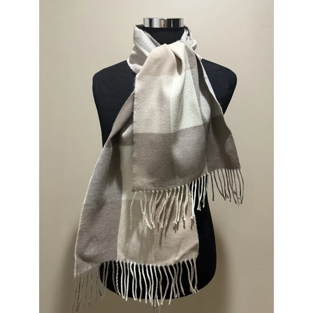 English Cashmere Tartan Plaid Scarf Fringe Soft Wool Winter Wrap Shawl